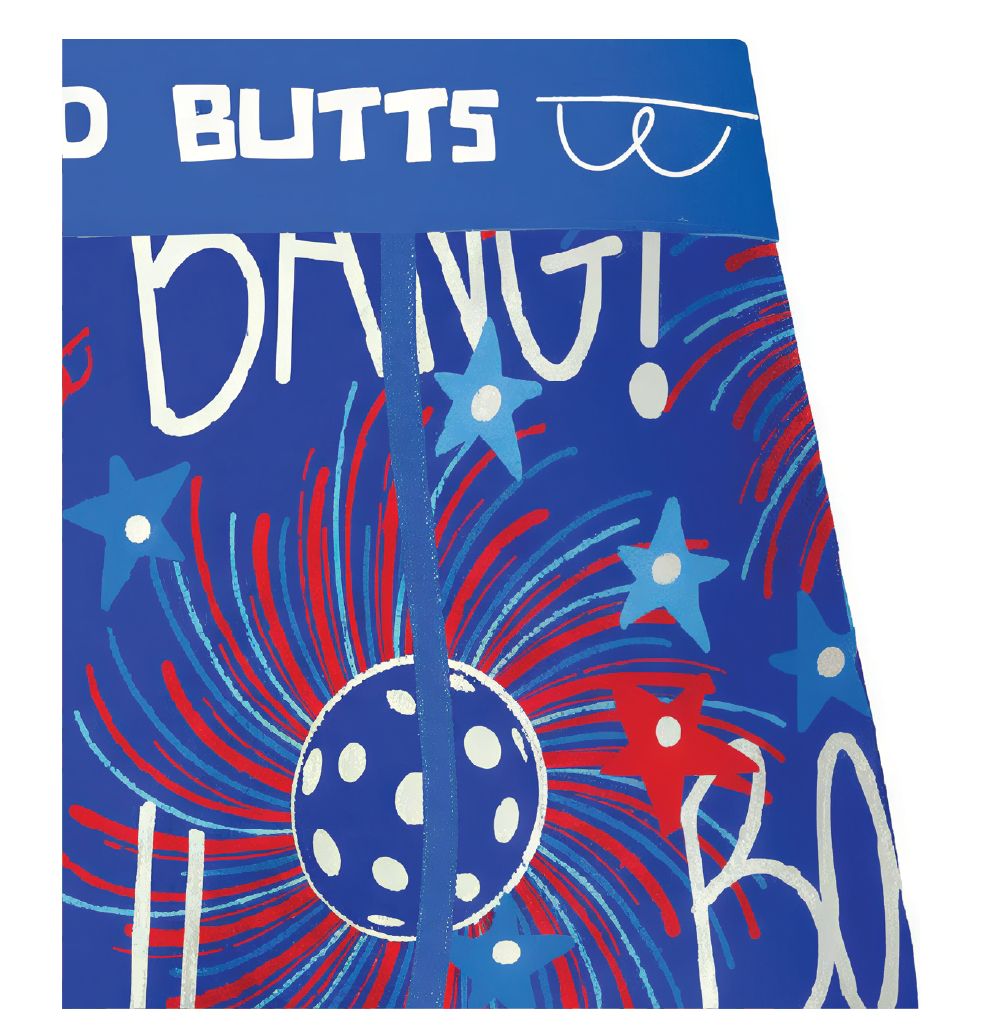 pickleball underwear with text and colorful design on a blue background